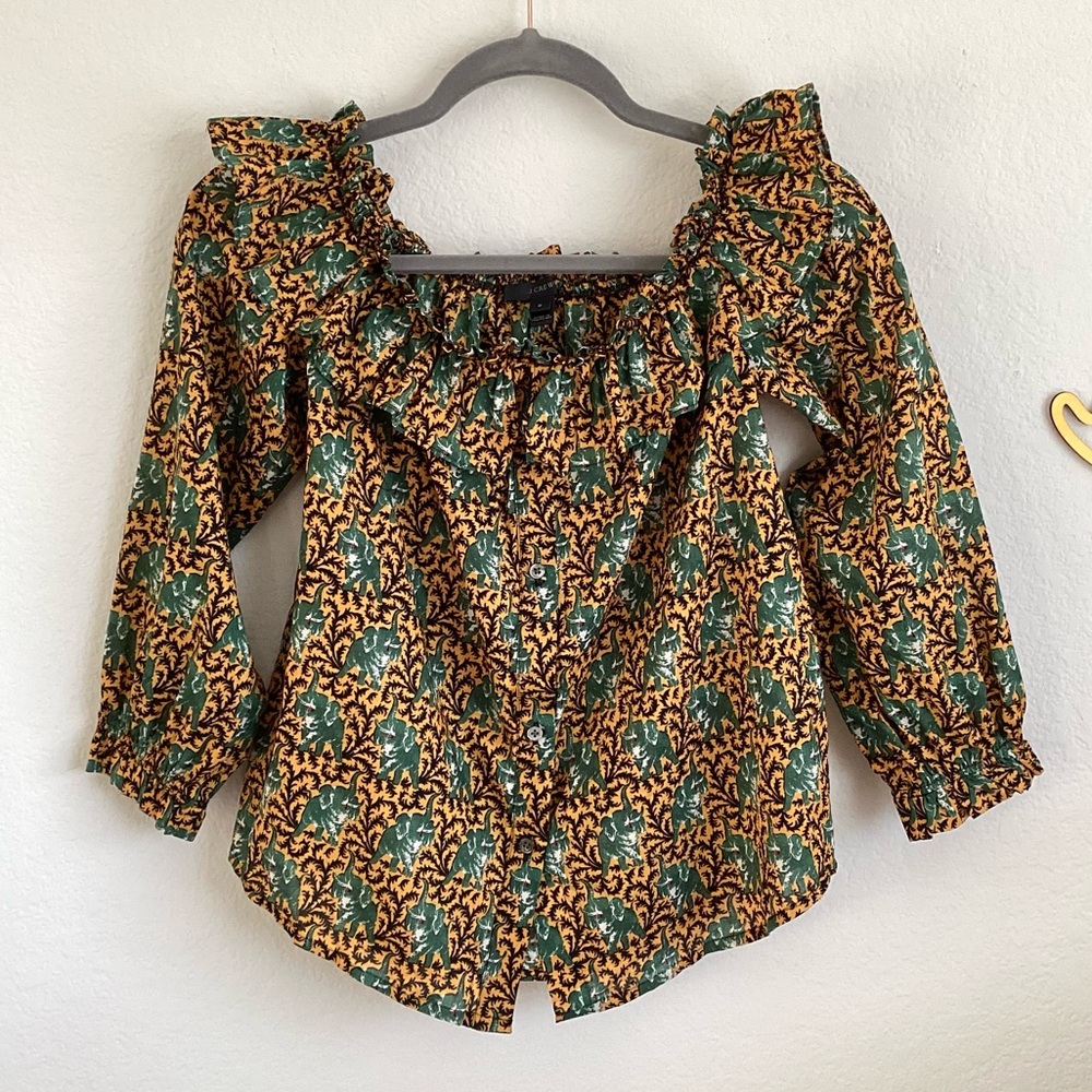 \J. Crew\ Ratti Elephant Off-Shoulder Top
